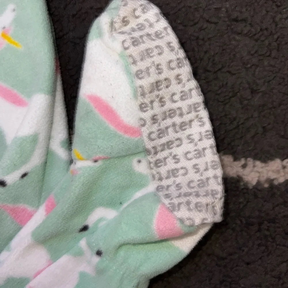 Carter’s Girls Mint Green Unicorn Print Footie Pajamas Size 18M - Picture 3 of 5